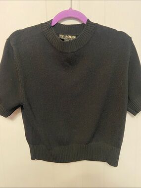 Vintage St. John Black Short Sleeve Crewneck Knit Top. Santana knit. USA